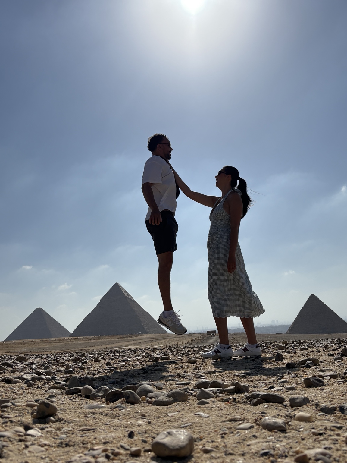 Cole and Claudia having fun by the pyramids